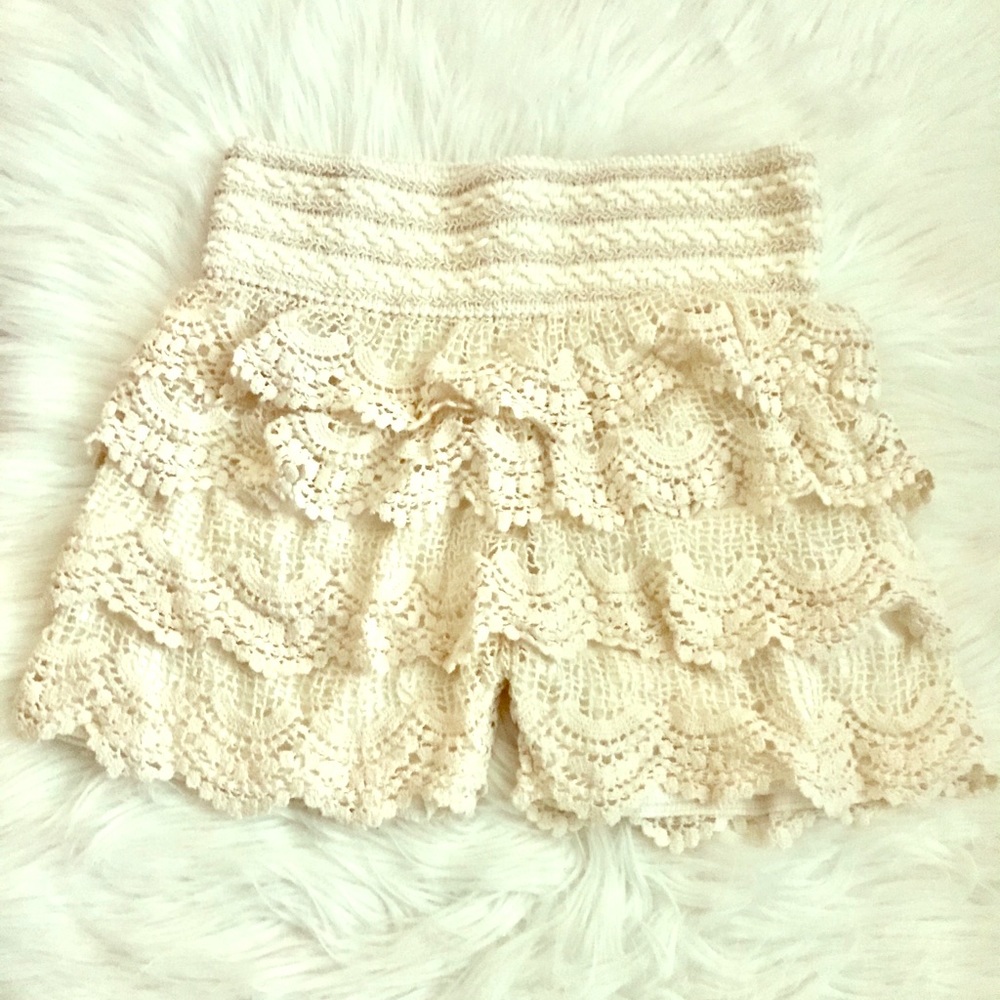 White Crochet Shorts